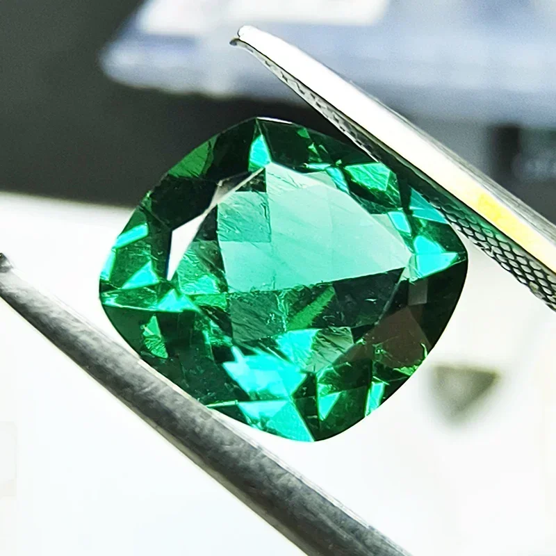 Lab Grown Zambian Emeralds Hydrothermal Hand Cutting Cushion Cut with Cracks Inclusions Inside Selectable AGL Certificate loose gemstones