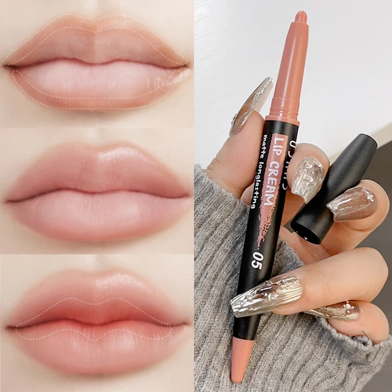 3D Matte Lipstick Lipliner Pencil Waterproof Lasting Outline Lips Contouring Smooth Nude Non-stick Cup Lipstick Crayon Cosmetics 2