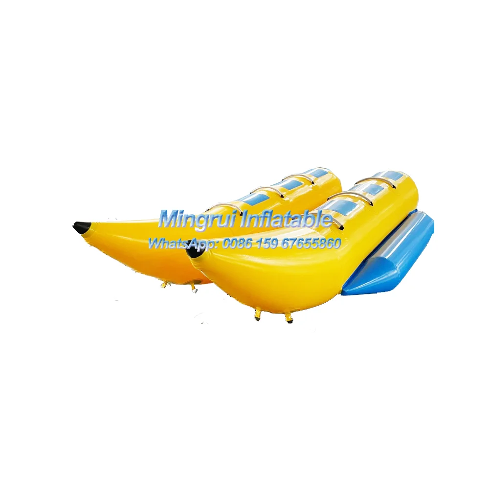 

Hot Sale 6 Seat Inflatable Yellow and Blue Banana Boat Flying Fish Towable Tube Water Park Games