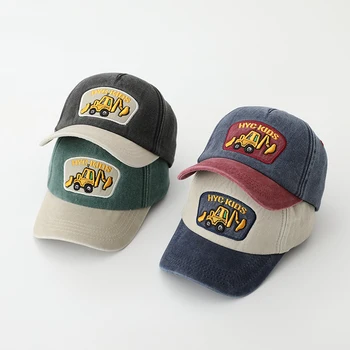 Fashion Letter Children Baseball Hat Solid Color Baby Peaked Cap Cotton Casual Kids Duck Tongue Cap 3-6Year Boy Girl Sun Visors 1