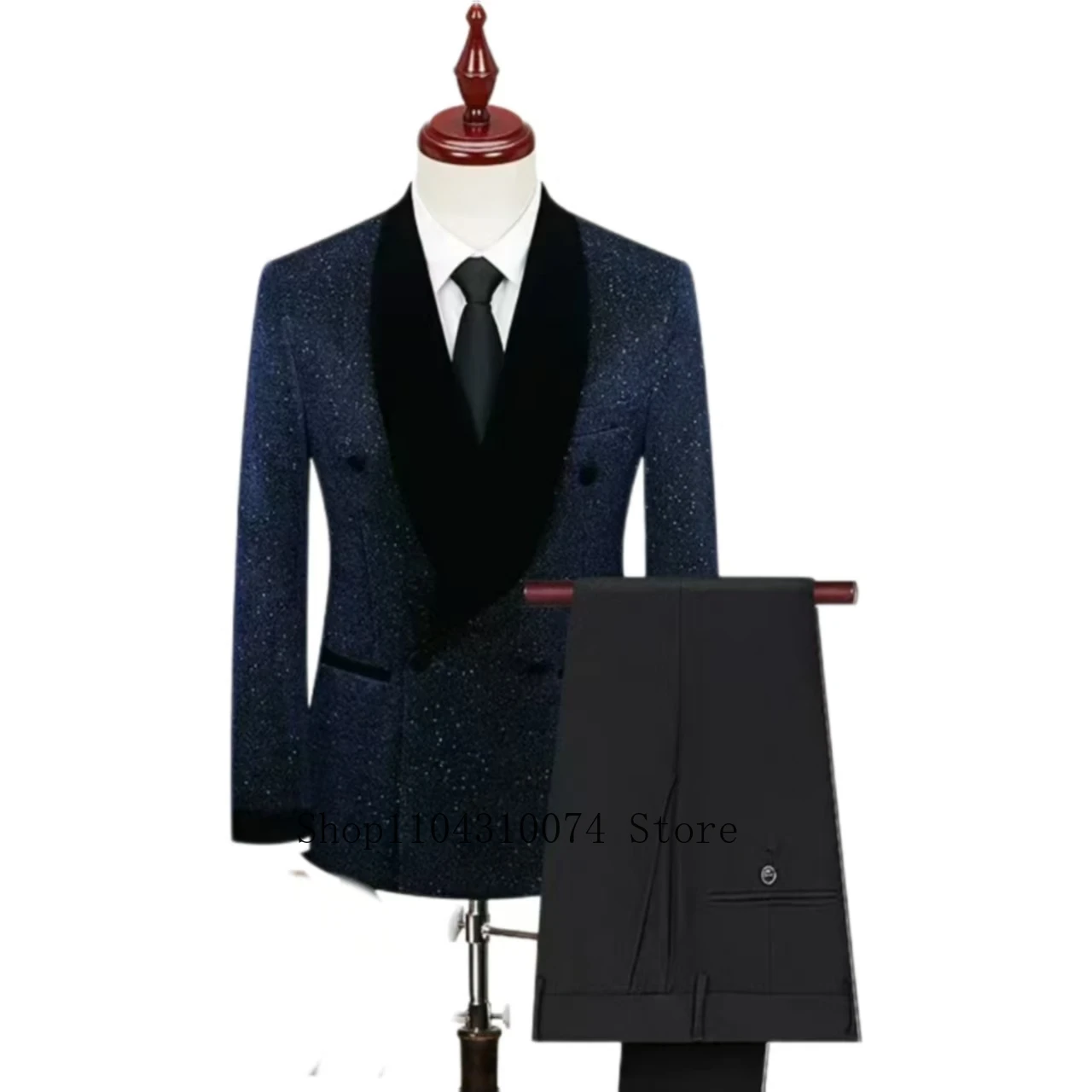 Full Men's Suits Sequin Blazer 2 Pieces Blazer and Pants Set on Demand Elegant Man Suit Stage Costume Summer Beach
