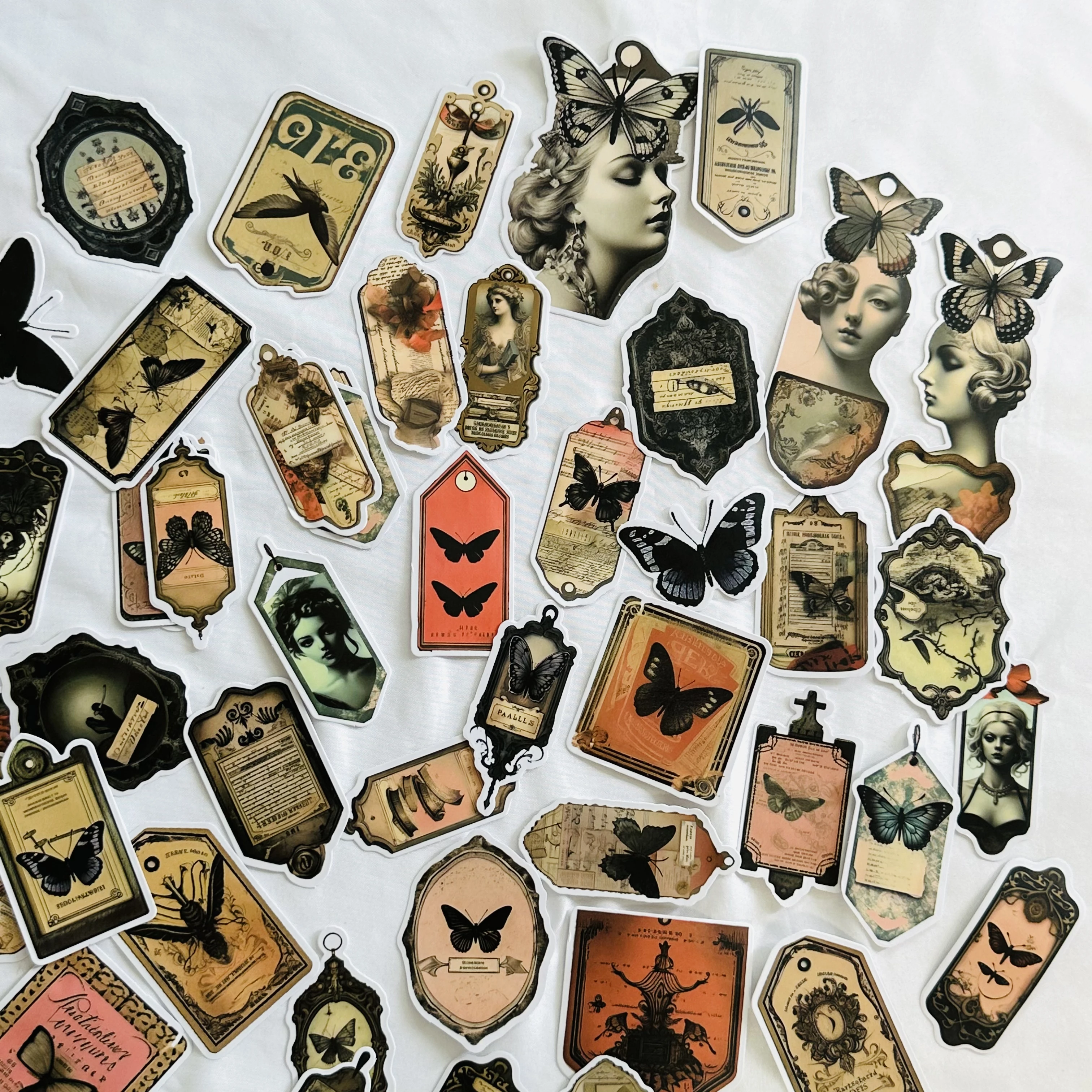 50PCS Vintage Steam Punk Butterfly Dream Sticker DIY Scrapbooking Junk Journal Diary Album Gift Sealing Decoration