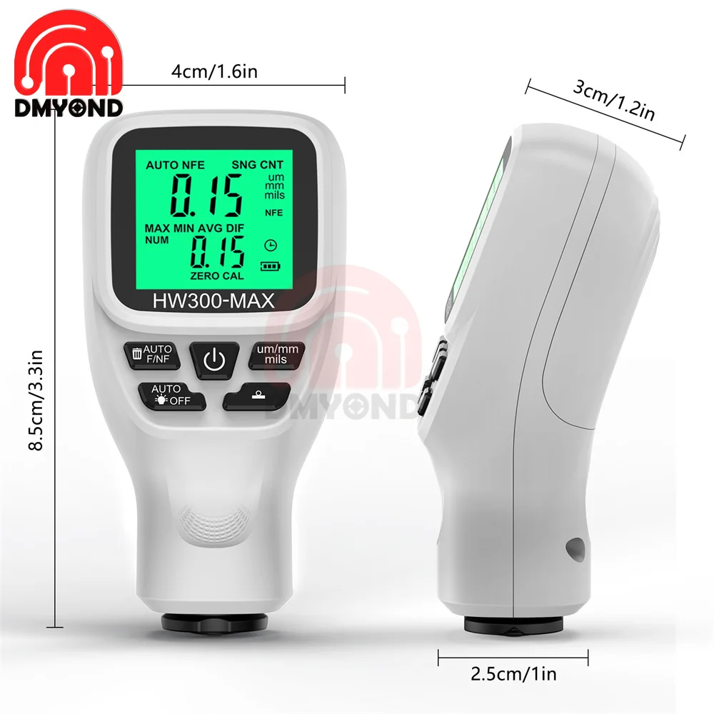 Digital HW300-MAX 0-2000UM Car Paint Film Tester Paint Coating Thickness Gauge with Highly Sensitive Probe For Metal Processing paint coating meter paint thickness gauge thickness gauge wet film thickness gauge