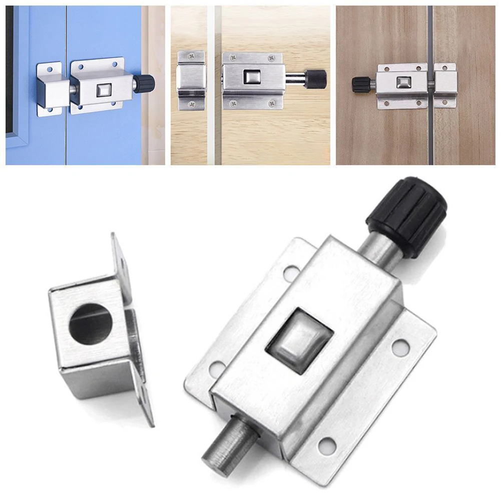 

Stainless Steel Security Automatic Window Gate Lock Spring Load Bolt Latch Door Automatic Latch Push Open Latch With 6pcs Screws