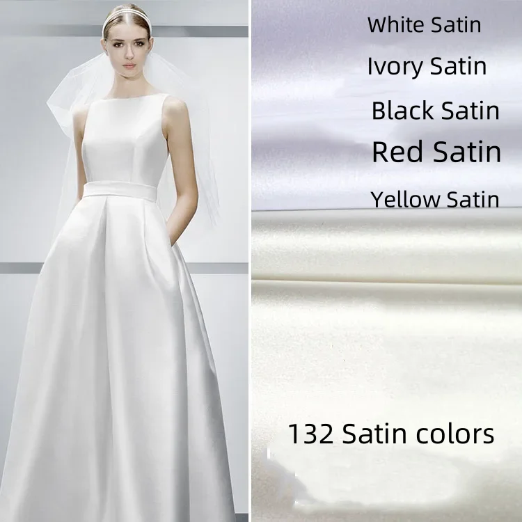 132 Colors Satin fabric silk cloth 150*100cm DIY for interlining home dress curtain wedding party decoration sewing background