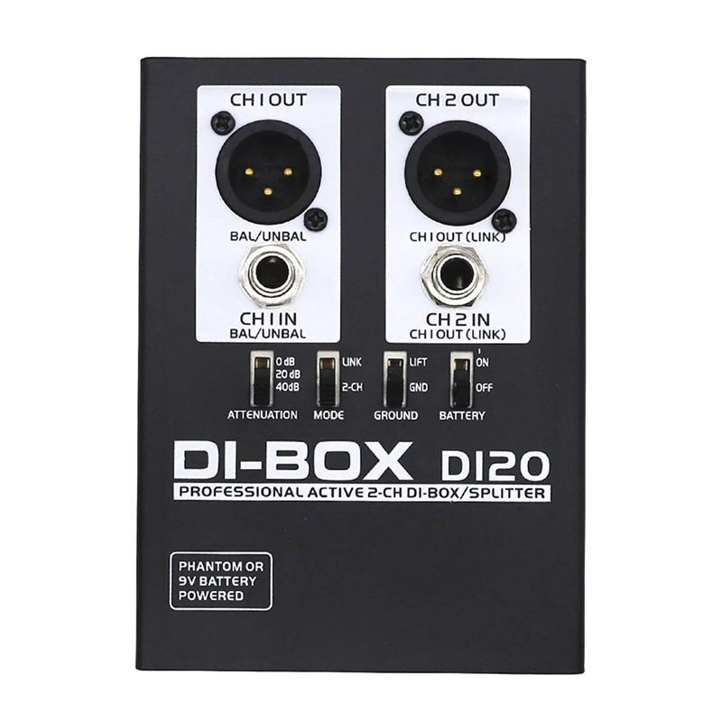 

Audio Active DI BOX Low Noise Guitar Bass DI 2 Channel Audio Converter Multi-Purpose Mixer Audio
