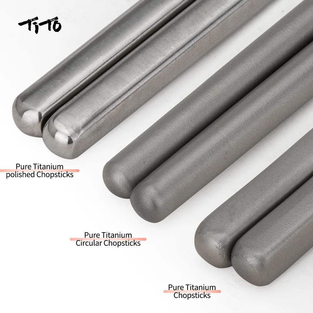 Tito-Titanium Alloy Chopsticks para acampamento ao ar livre, Louça oca para caminhadas, viajando, 6mm, 7mm