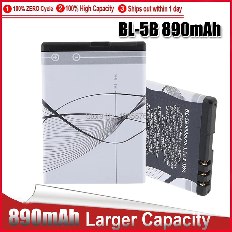 Nuova Batteria Ad Alta Capacità 890Mah Bl-5B Bl 5B Per Nokia 3220 3230 5140 5140I 5200 5300 5500 6020 6021 6060 N83 N90 Bl-5B Batteria