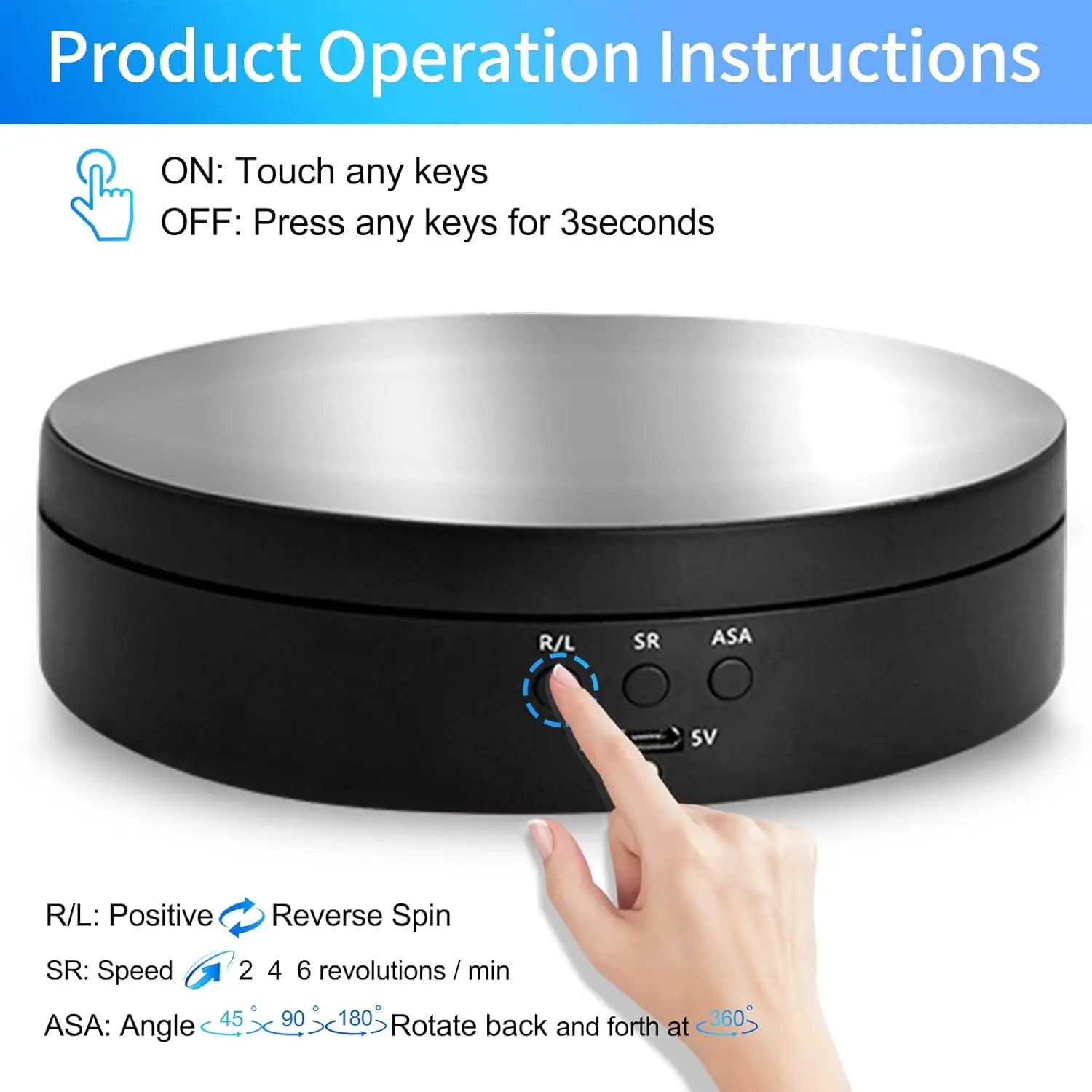 Rotating Display Stand, 360 Degree Motorized Turntable Display Stand for Photography Products and Shows, with USB Power Cable,