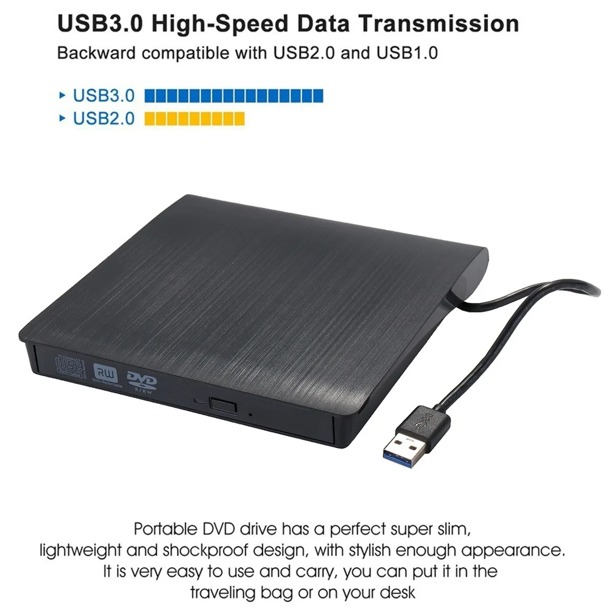 USB 3.0 Slim External DVD RW CD Writer Drive Burner Reader Player Optical Drives For Laptop PC Dvd Burner Dvd Portatil Dvd Player Cd Player