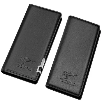 남성용 긴 PU 머니 클립 가죽 가방, 멀티 슬롯 카드 가방, 비즈니스 여행 용품, 블랙 및 브라운