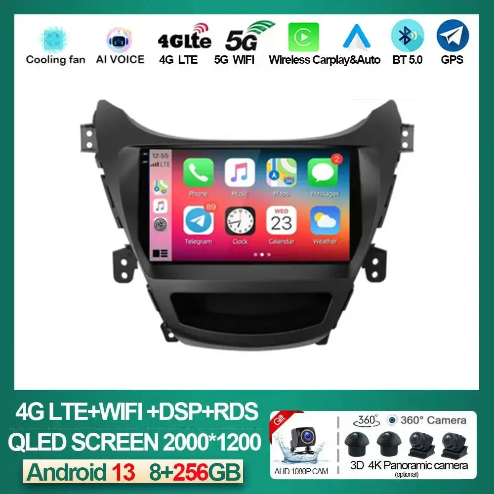 

Car Radio Android 13 For Hyundai Elantra Avante I35 2011 - 2013 2014 2015 2016 Multimedia Player GPS Navigaion 2 din Stereo DVD