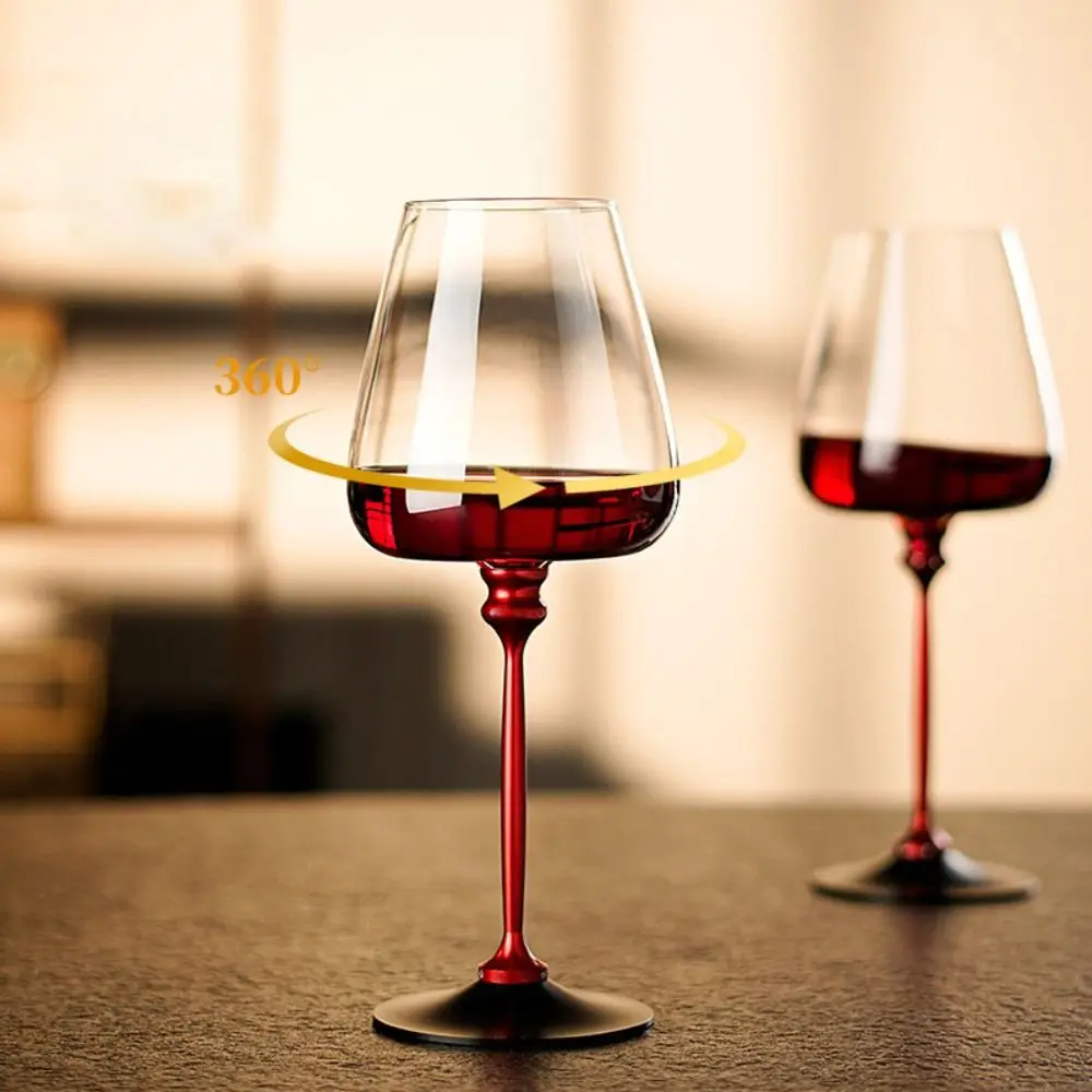 Clear Rotating Glass Wine Glasses Ergonomic Holder 500ml Crystal Goblet Thickened Base Wine Decanter Glass Cup Cocktails