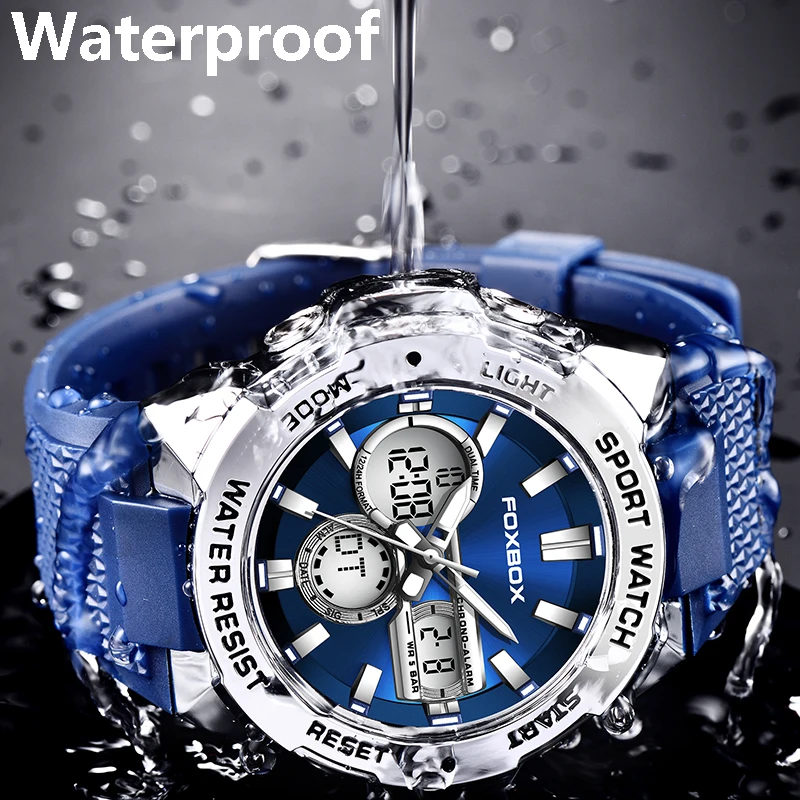LIGE Sport Men‘s Watches Fashion Digital Quartz Wristwatches Silicone strap Waterproof Dual Display Date Clock Relogio Masculino