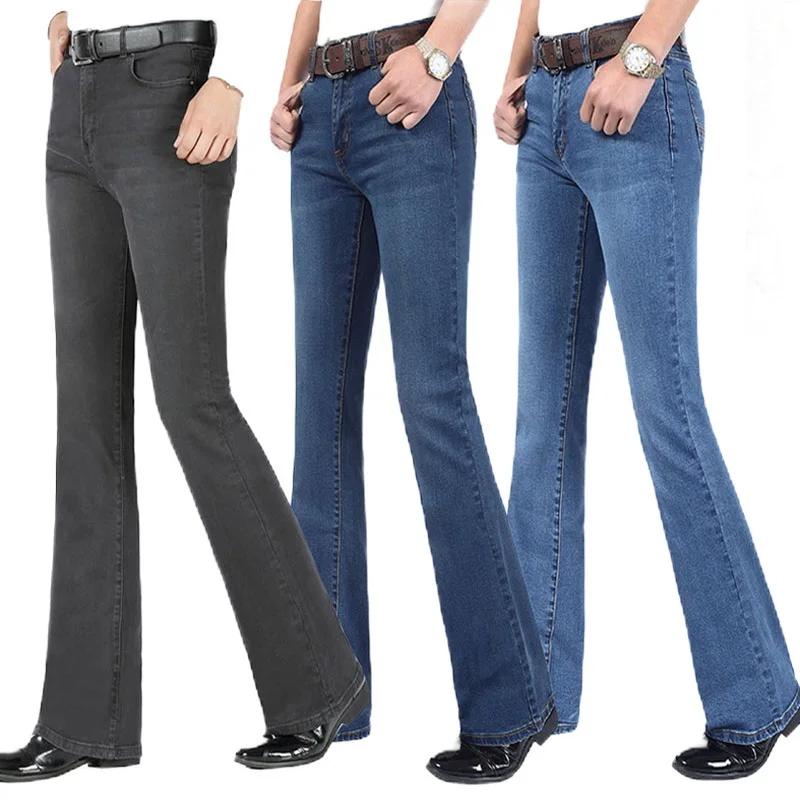 Men jeans mens jeans jeans trousers elastic jeans denim trousers men's flare jeans mid-rise elastic flare jeans multiple color size 26-40