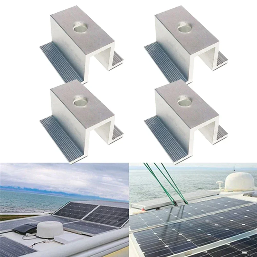 4/10Pcs Solar Middle Clamp PV For Frame Height 25-50mm Aluminum Photovoltaic Bracket Solar Panel Accessories