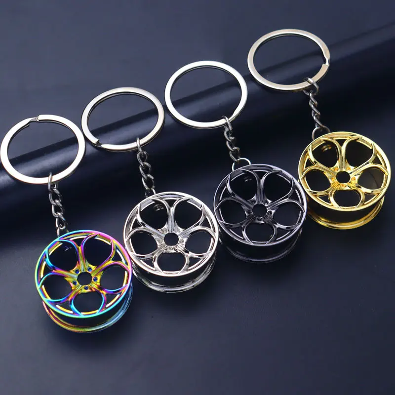 Metall Schlüsselbund Auto Rad Blütenblatt Nabe Schlüssel Kette Auto Reparatur Teile Auto Mini Reifen Rad Schlüsselring 4 Farbe Mini Cooper Schlüsselbund llaveros