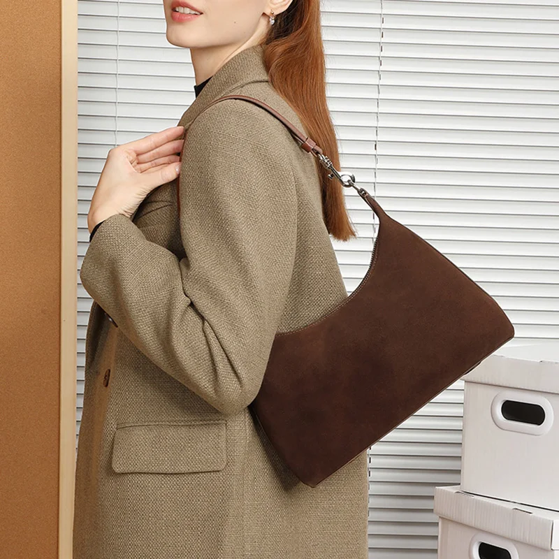 2024 New Winter Women Bag Female Frosted Leather Fashion Armpit Shoulder Bag Tote Lady Fashion Suede Handbag Crossbody Messenger 3
