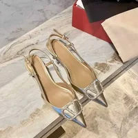 2025 new high heels luxury buckle slingback pointed toe party heeled sandals comfortable trendy women's high heels 3