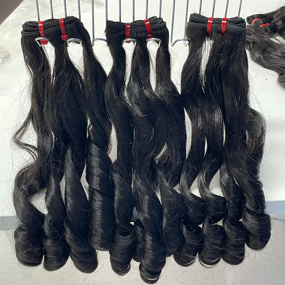 12A Fasci di Capelli Vergini Birmani per Tessitura, Doppia Trama, Capelli Umani Ricci Morbidi, Estensione di Capelli Naturali Ombre per Donne - immagine 2
