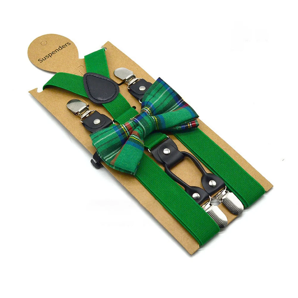 Solid Color Bowknot Elastic Leather Suspenders Braces Men Women Adjustable Straps For Wedding Suit Skirt Accessories Gift