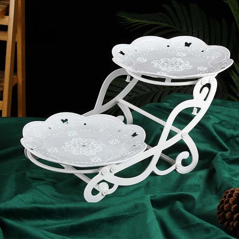 

Cake Stand European Style 2 Tier Pastry Cupcake Fruit Plate Serving Dessert Holder Wedding Party Home Decor