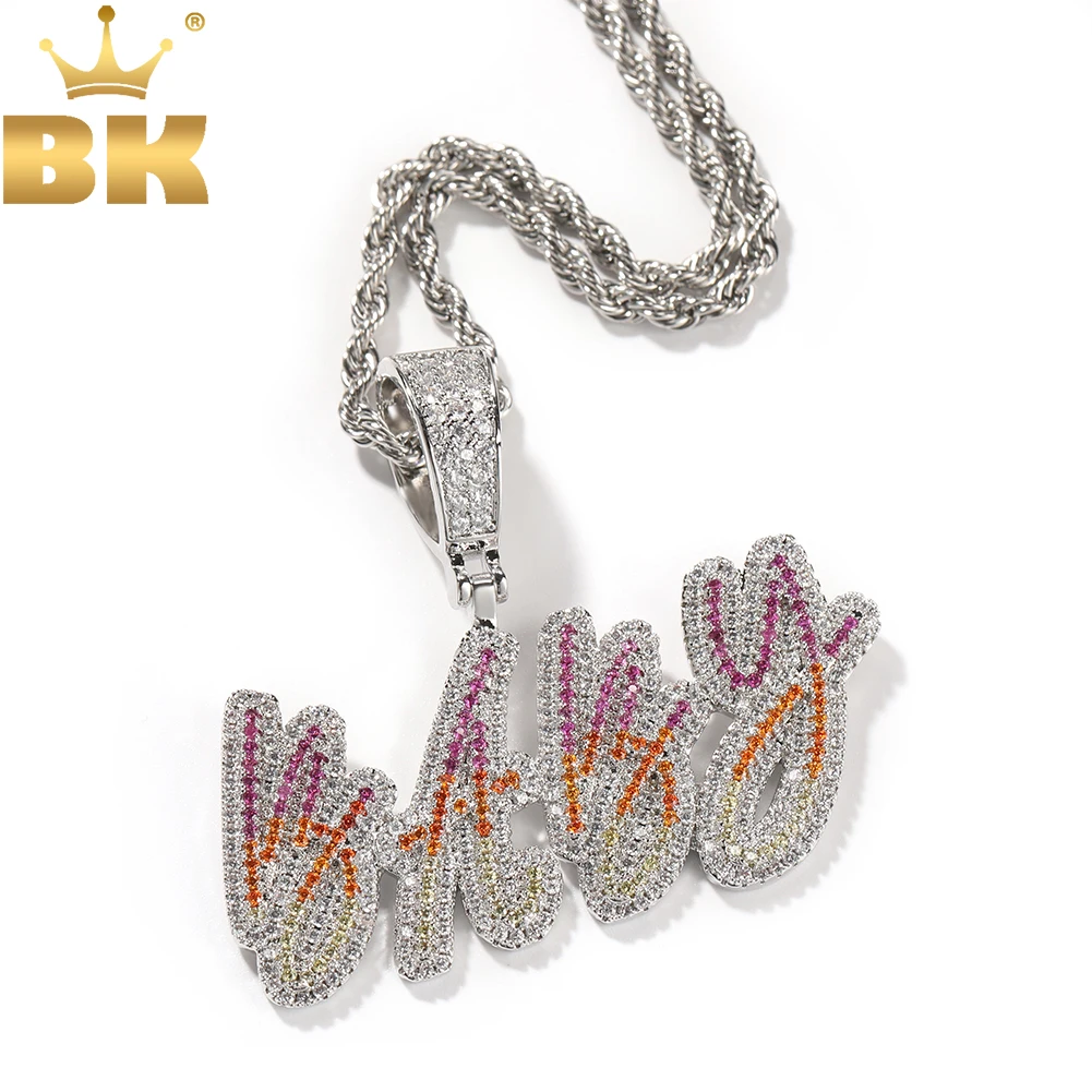 

Женское Двухслойное ожерелье TBTK с кулоном в виде букв, украшенное стразами с градиентом, в стиле хип-хоп