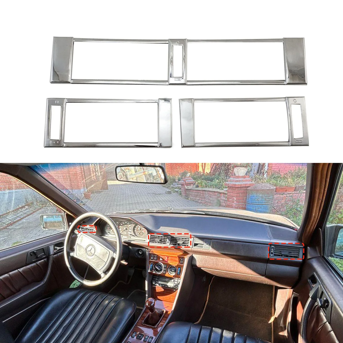 For Mercedes Benz W124 300E 500E 1986 - 1994 Car ABS Chrome