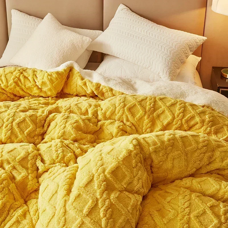 Duvet Cover Warmth Duvet Cover Dual Use Blanket Artificial Cashmere Warm Winter Blanket Soft Cozy Fleece Quilt Cover Plush Blankets for Beds