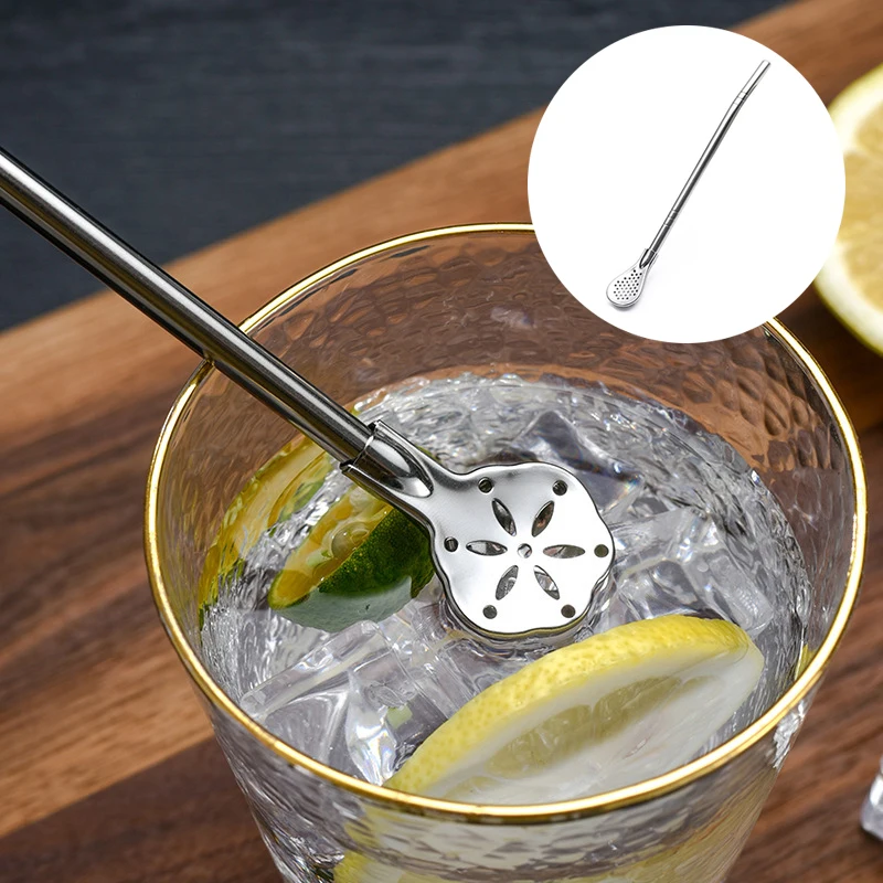 Description Picture 4 of item2pcs Detachable Filter Straw Stainless Steel Straw Spoon Tea Filter Yerba Mate Straw Reusable Drinking Tools Bar Accessories