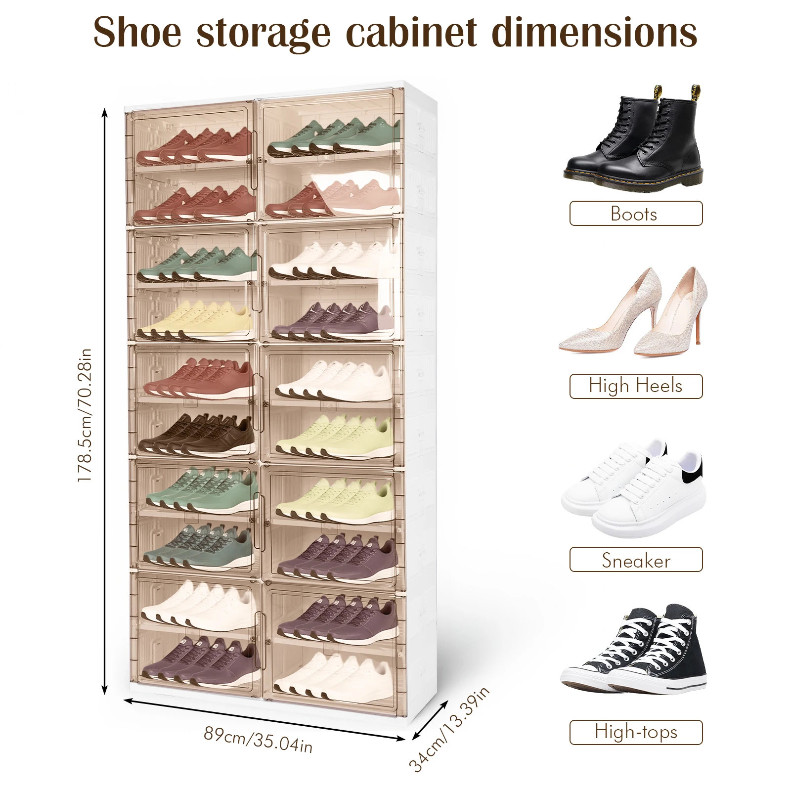 Foldable Plastic Shoe Rack Organizer with Magnetic Door