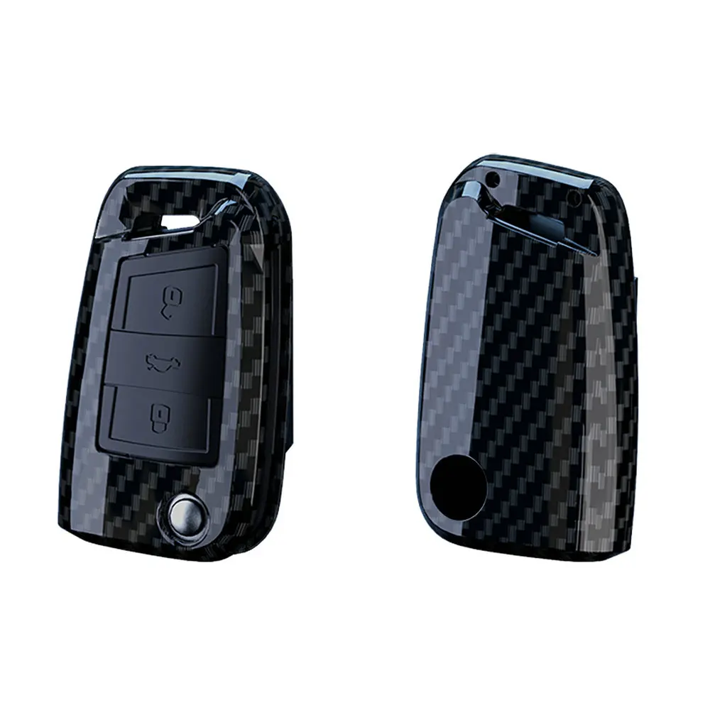 ABS 탄소 섬유 자동차 키 케이스 커버 Fob For VW 폭스 바겐 골프 7 MK7 Tiguan MK2 For SEAT Ateca Leon FR 2 Ibiza For Skoda Octavia
