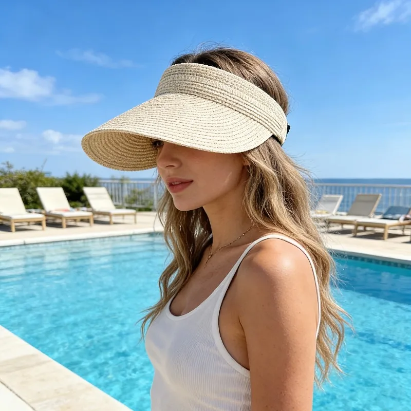 Sombrero de sol mujer ala ancha plegable para playa y senderismo_voghion.com