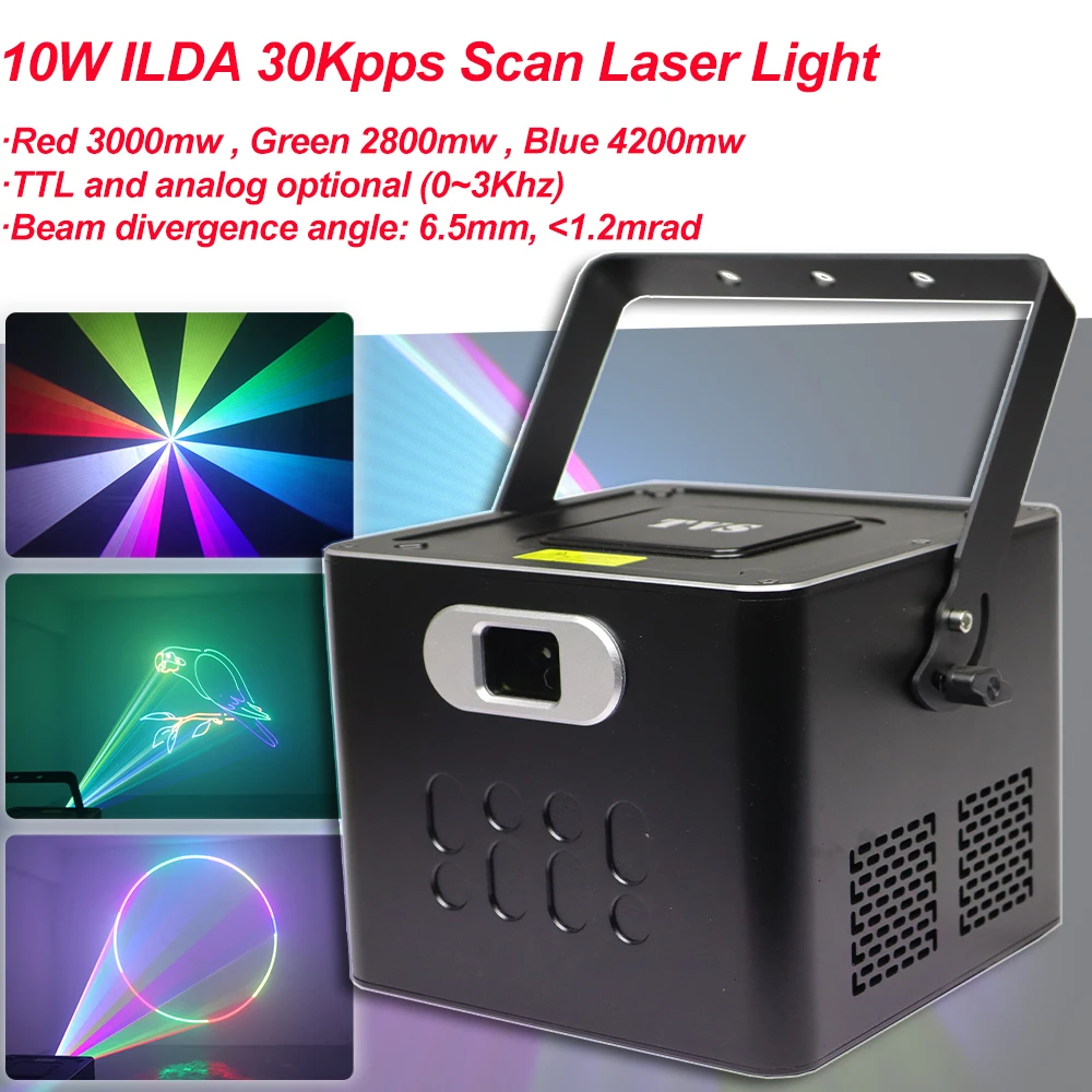 

ILDA 10W RGB Animation Beam Scanner Stage Laser Light Projector DJ KTV Disco Bar Club Party Dance Wedding Xmas Effect Show Lamp