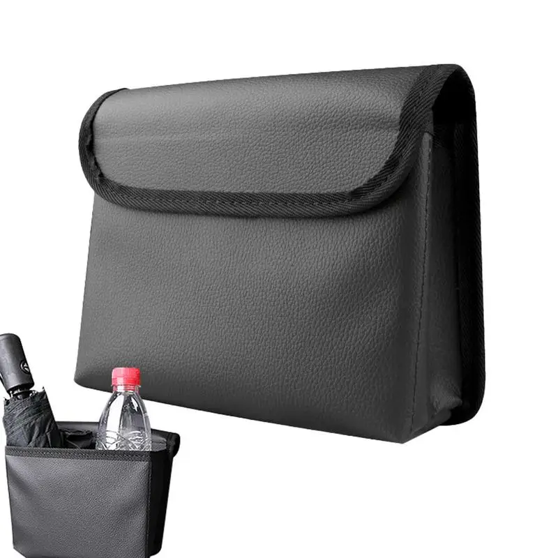 

Auto Foldable PU Leather Vehicle Trash Bin Revamped Interior Space Car Trash Can For Back Seat Convenient Access Car Accessories
