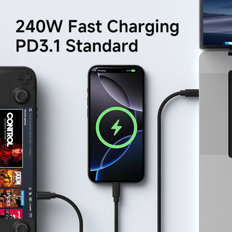 Hagibis USB C to USB C Cable  USB 4 Full Function Cable 80Gbps 240W Fast Charging 8K Video Cord For Thunderbolt 5 iPhone 17 Pro