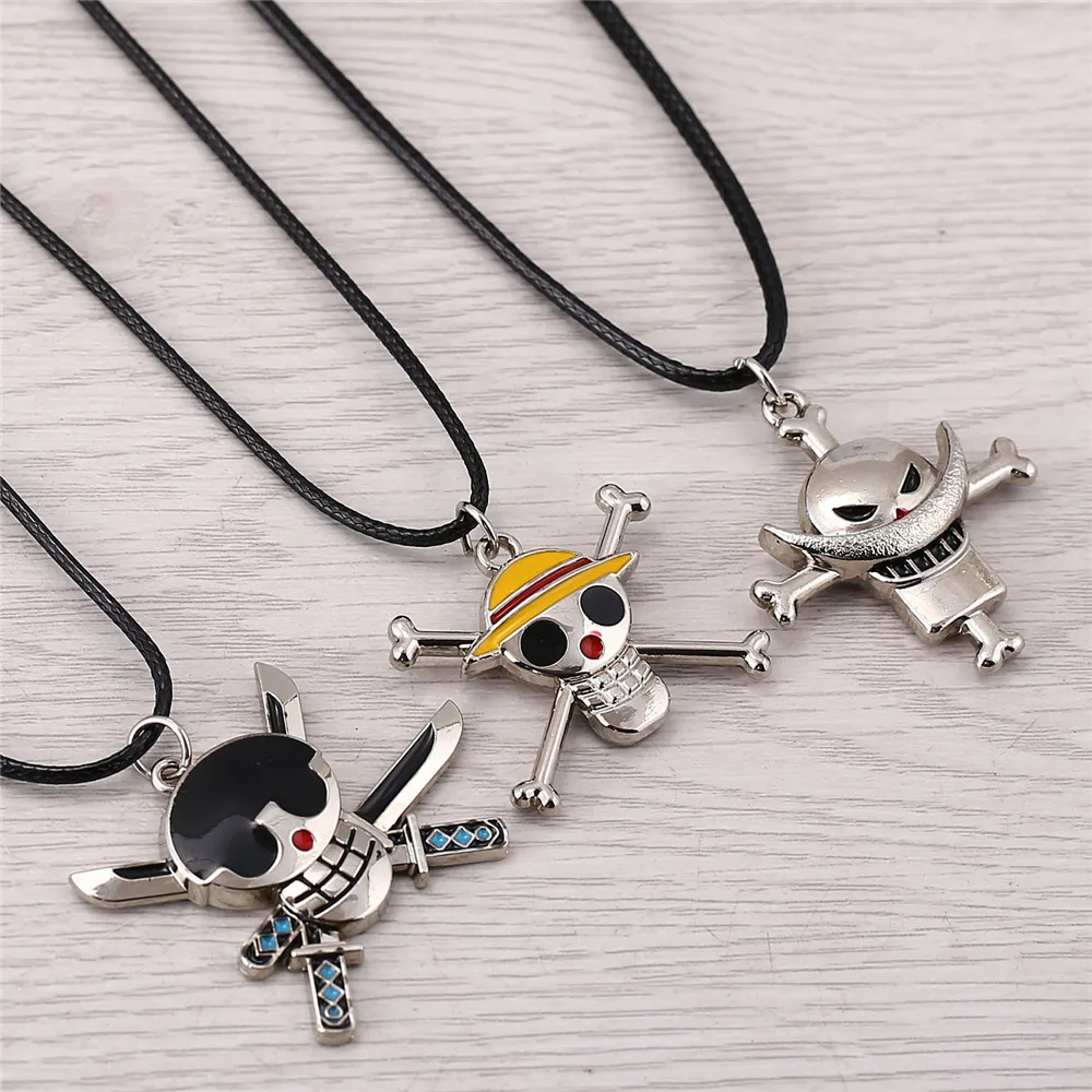 One Piece Jolly Roger Necklace - Luffy, Zoro & Whitebeard
