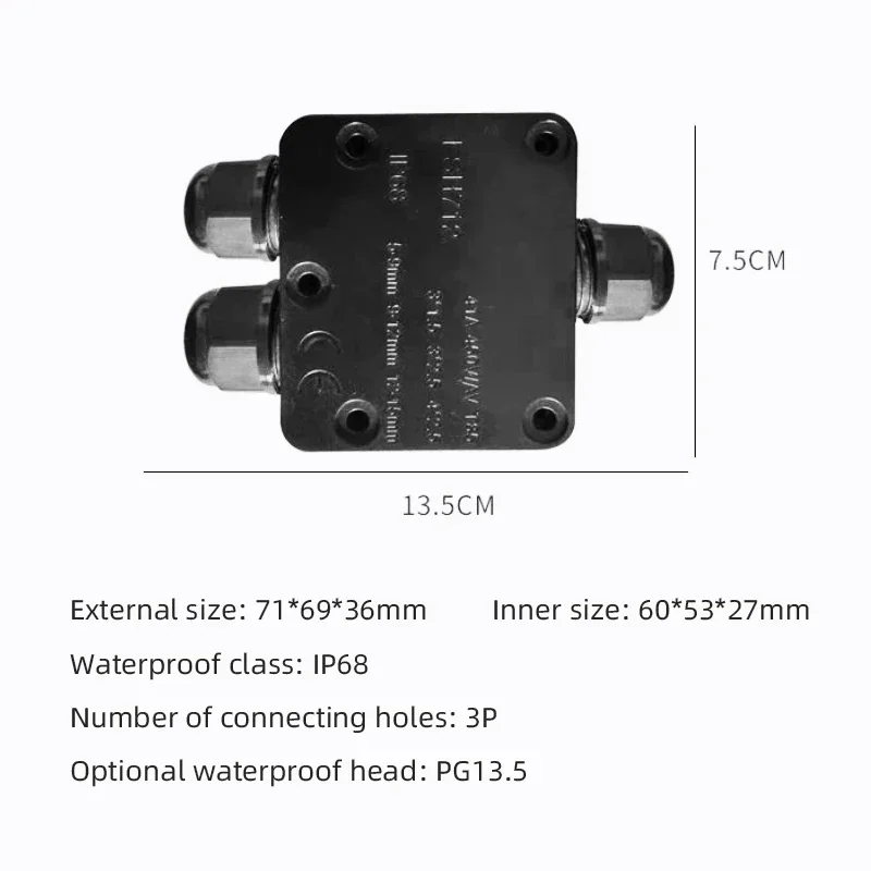 Electrical Junction Box IP68 Waterproof 3 Way Y Type 3pin 4-14mm Electrical Cable Wire Connectors 24A 450V External Electrical Terminals