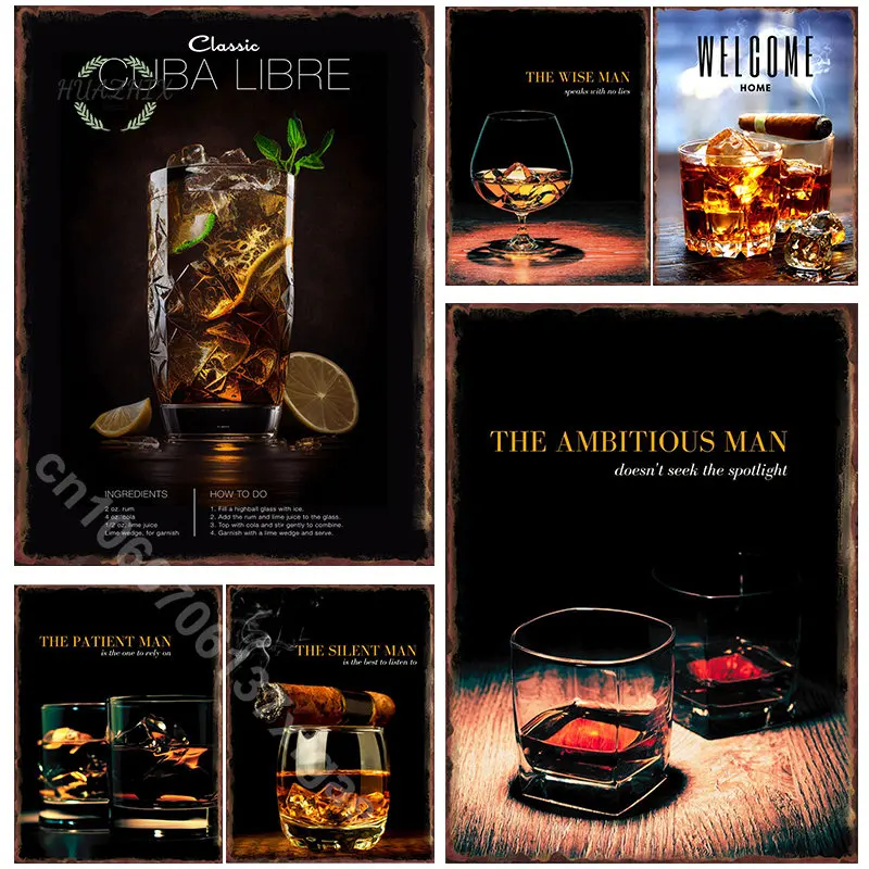 

Classic Man Cave Metal Tin Signs Vintage Iron Sheet Painting Decoration Plates Pub Club Decorative Sign Home Decor Accessories