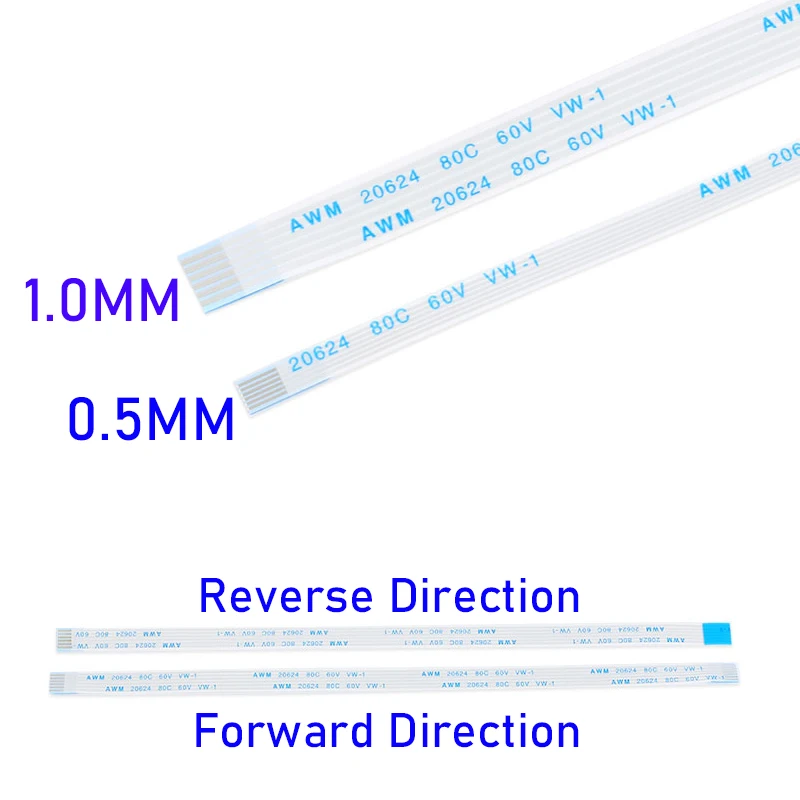Flexible Flat Cable 10PCS FPC FFC Ribbon 4/6/8/10/12/14/16/18/20 Pin Pitch 0.5MM 1.0MM A-Type Wire Length 6/10/15/20/25/30/40 CM