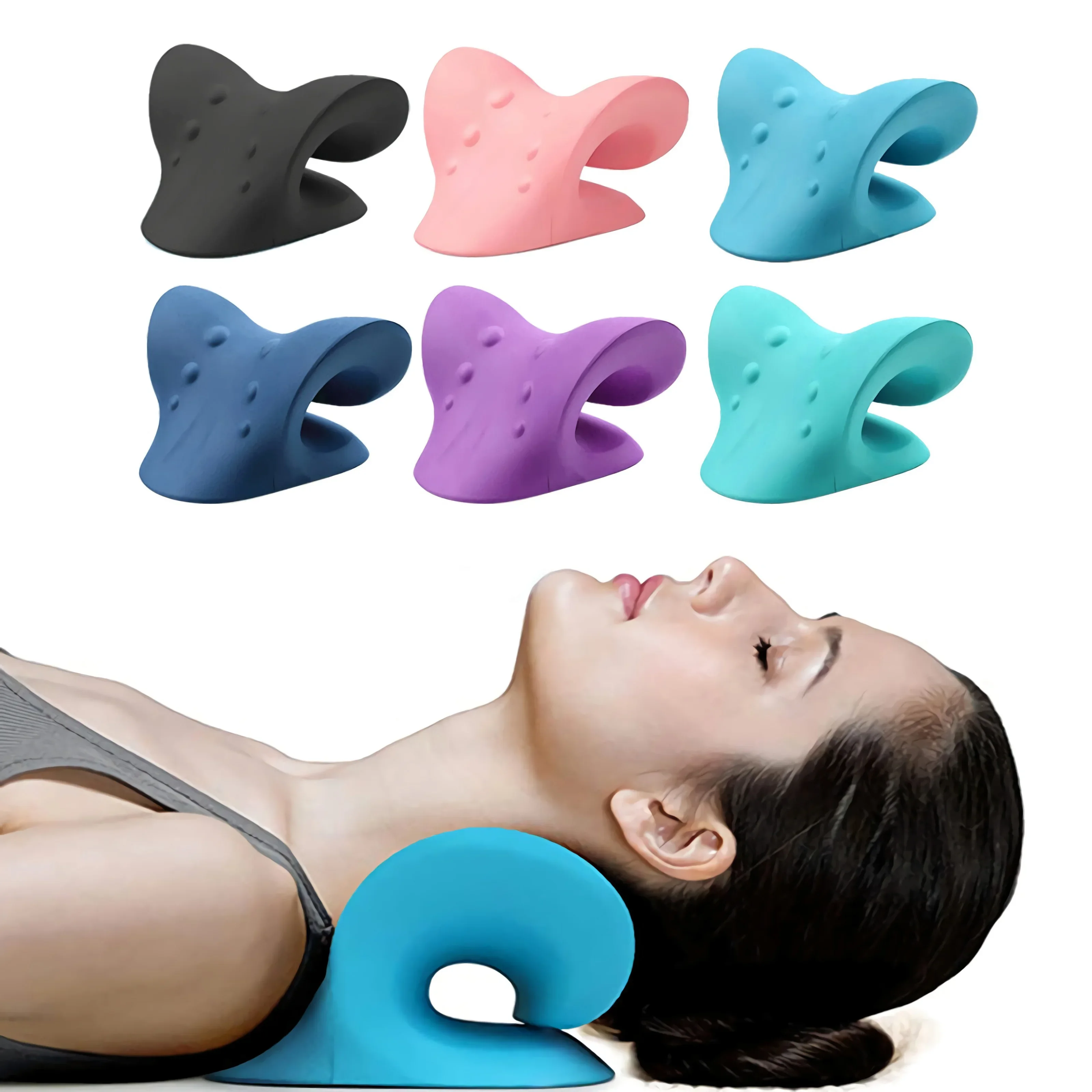 

Massage Pillow Neck Shoulder Stretcher Relaxer Cervical Chiropractic Traction Device for Pain Relief Cervical Spine Alignment