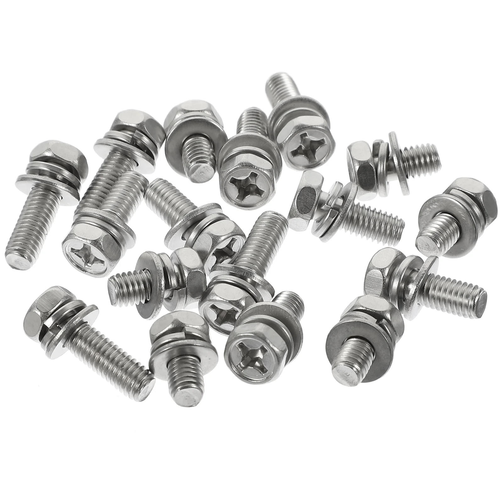

18 Pcs Motorcycle Bolt Screws and Nuts Bolts Cross Groove Hexagon Stainless Steel Terminal