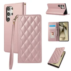 Luxurious Leather Wrist Strap Phone Wallet with Card Holder and Magnetic Closure for Galaxy A34 (Rose gold)