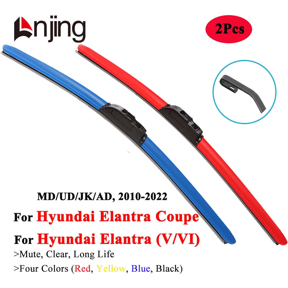 

LNJING Colorful Wiper Blade For Hyundai Avante Elantra Coupe JK MD UD AD 2010 2012 2015 2018 2019 2020 2021 2022 Car Accessories