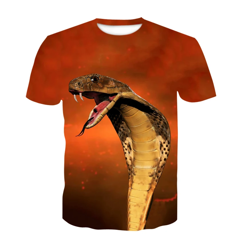 

New Snake Pattern Men's T-shirts Men's Animal 3D Short Sleeve Summer Casual Tops Fashion O-Neck Shirts Street Clothing