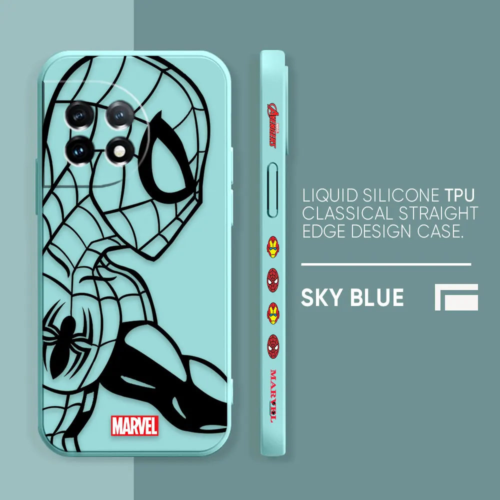 Case For Oneplus 5 6 9 9R 8 8T 7 7T A3 2 2V NORD 3 2 Lite Pro Simple Liquid Silicone Case Marvel Line Iron Man Spiderman
