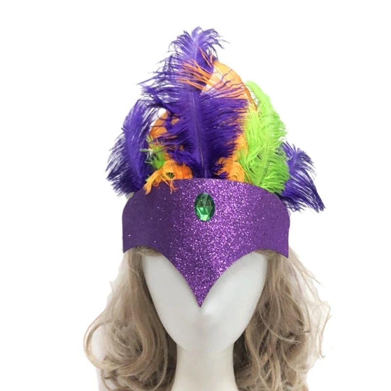 

Костюм Марди Гра, повязка на голову, карнавальный фестиваль, праздничный головной убор с перьями