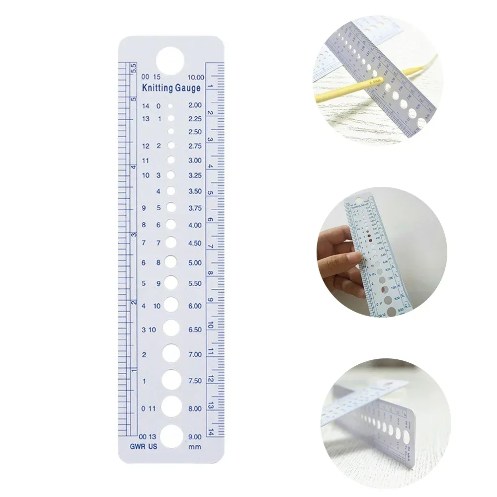 1Pc Rule Knitting Accessories Inch Sewing Ruler Plastic Ruler Needle Gauge Size Measurement Sewing Knitting Tool