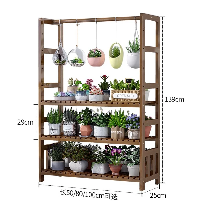 Nordic Living Room Plant Shelves Floor Type Hanger Flower Pot Balcony Plant Shelves Outdoors Garden Furniture Porte-plantes FYPS