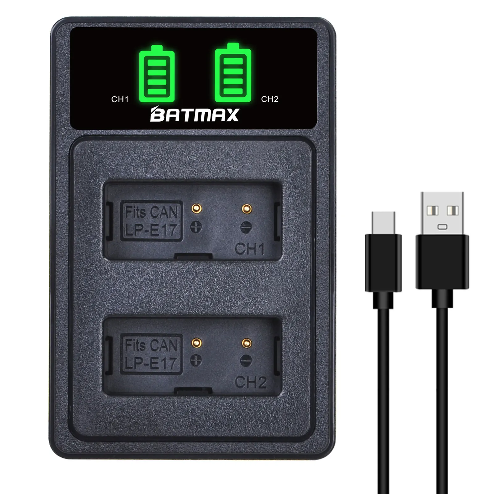 LED USB Dual Battery Charger with Type C for Canon LP-E17 LPE17 LP E17 EOS Rebel T6i 750D T6s 760D M3 M5 8000D Kiss X8i Camera for Charger Adapter Battery Charger Battery Charger Adapter